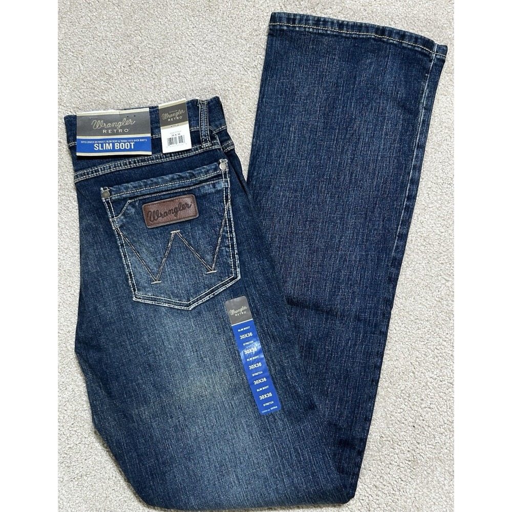 Wrangler Retro Slim Boot 30x36 NWT Blue Jeans Men's